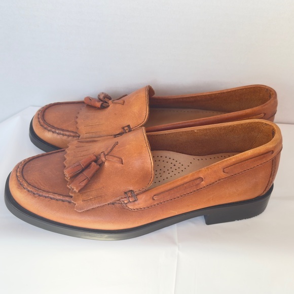 Bass Women’s Bass Weejuns Brown Tan Leather Tassel Loafers Size 7w - Picture 3 of 16